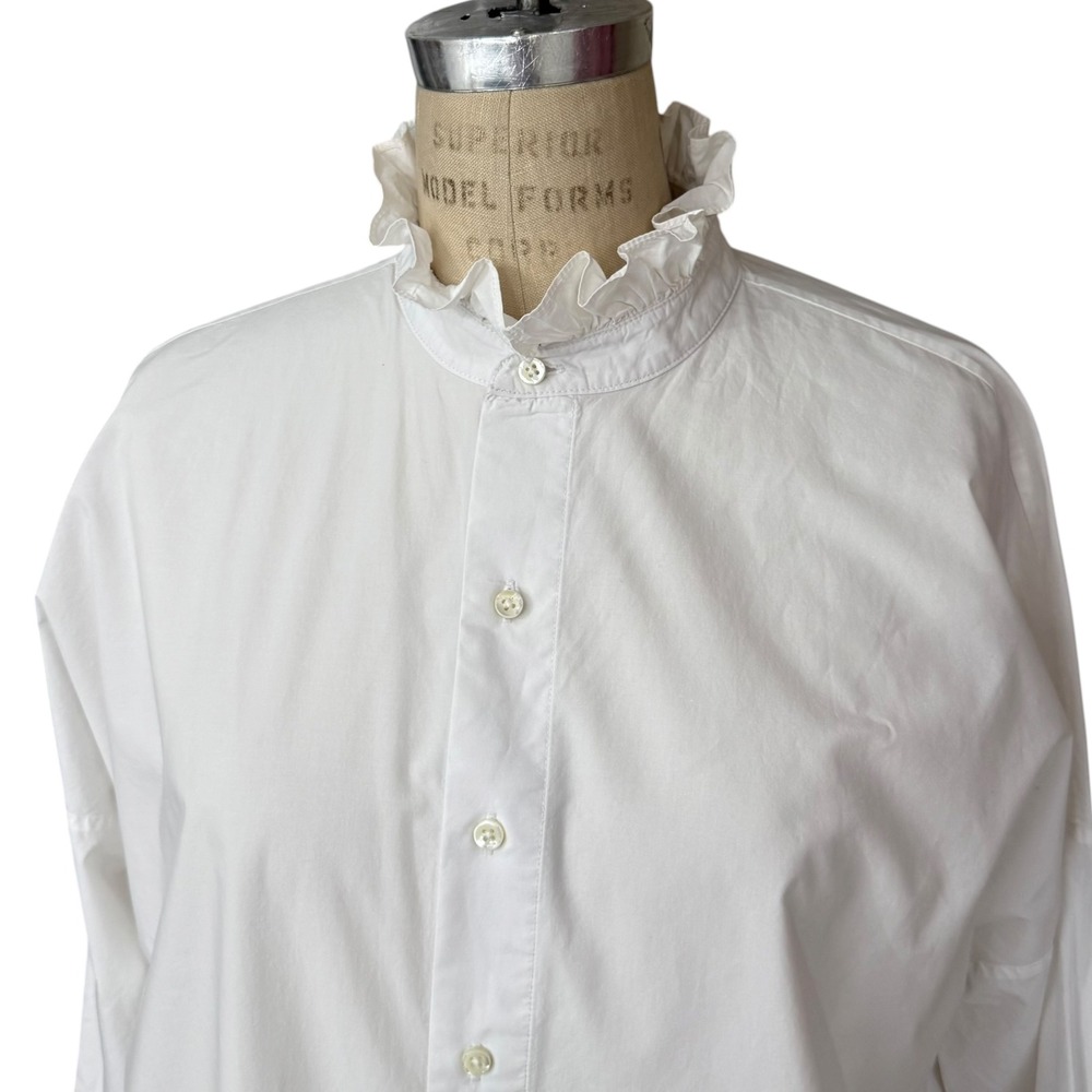 Alex Mill Easy Ruffle Shirt Womens S White Cotton Poplin Button Down Oversized - Picture 3 of 9